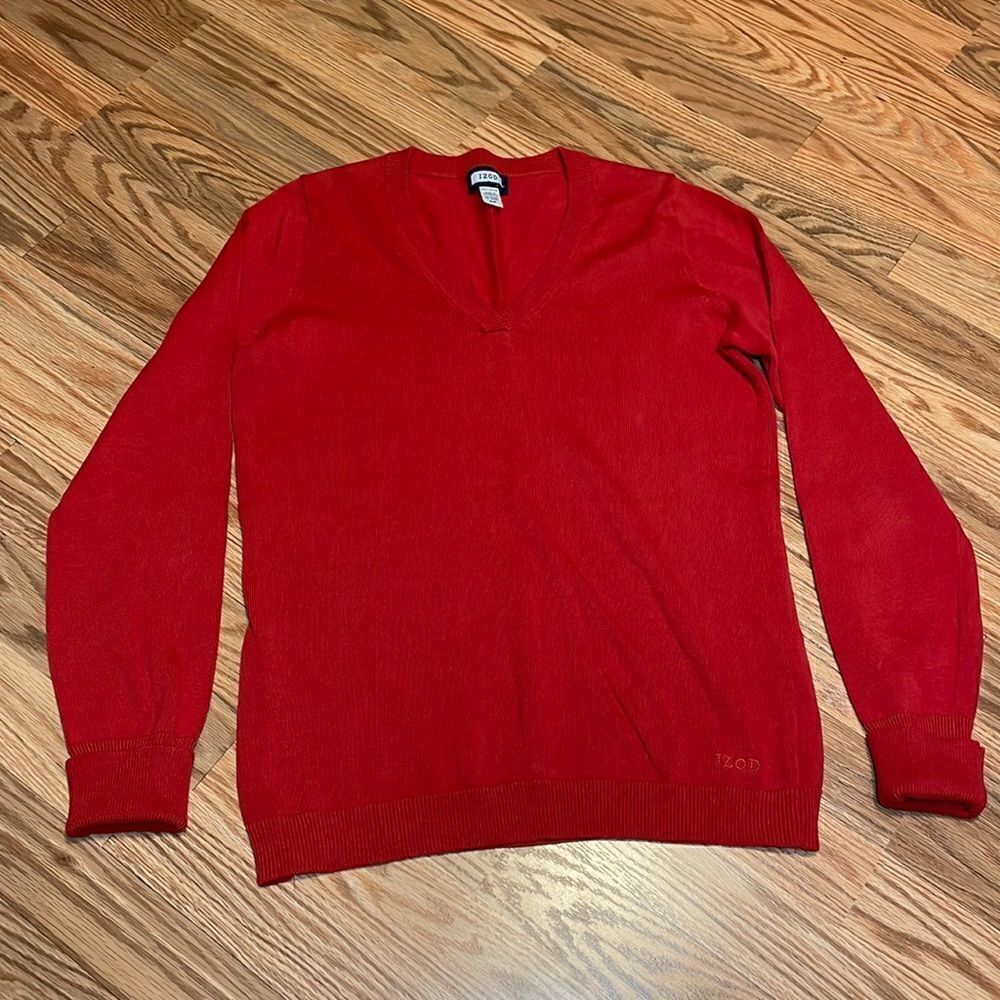 Izod Red Orange V-neck Sweater